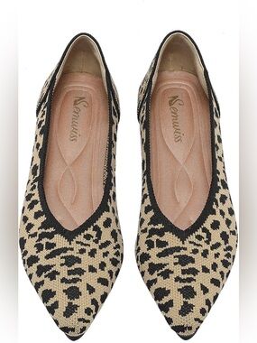 Amazon Women's Leopard-Print Pointed Toe Flats - Beige & Black